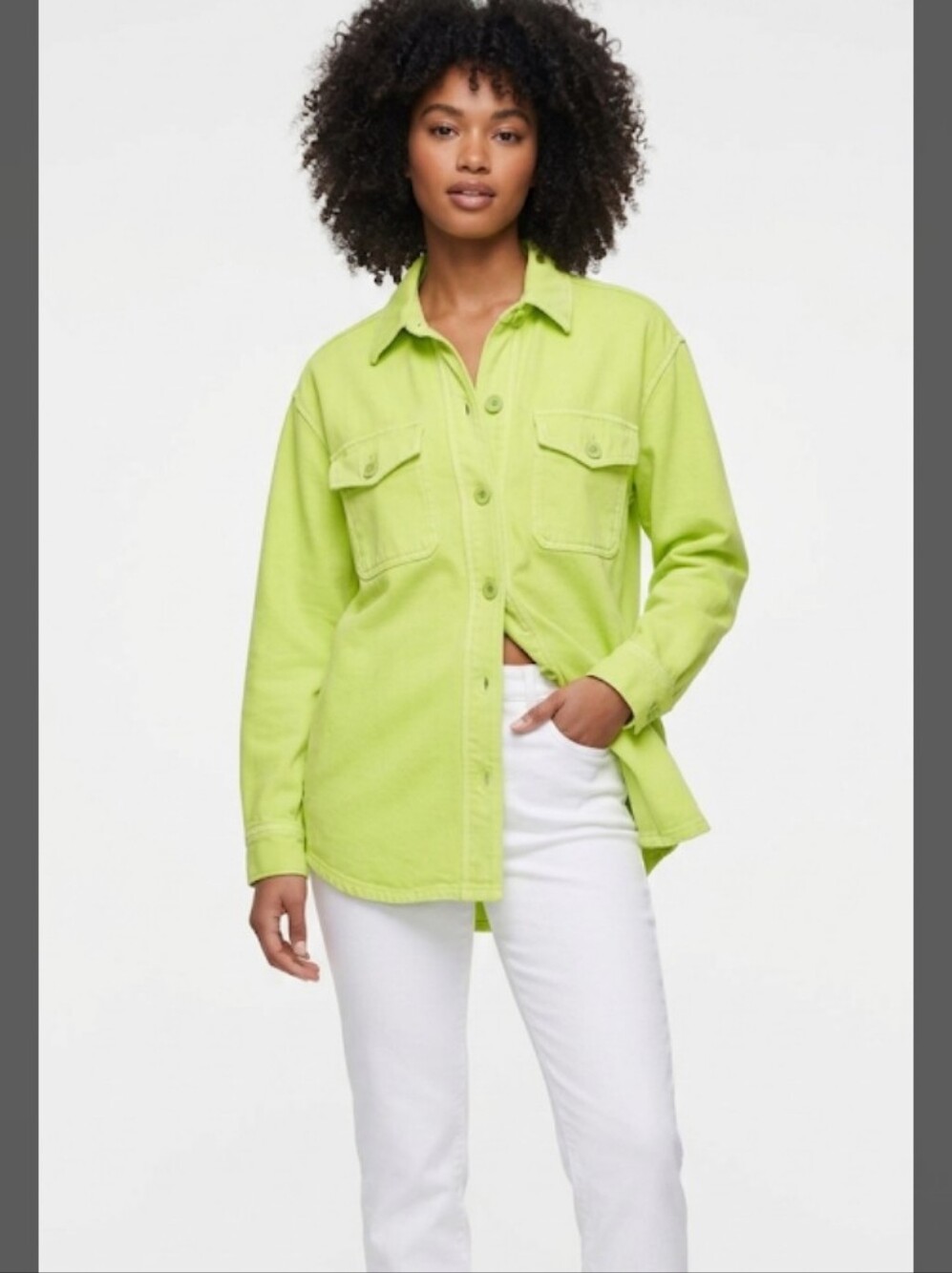 Good American Neon Green Shacket Size Small
